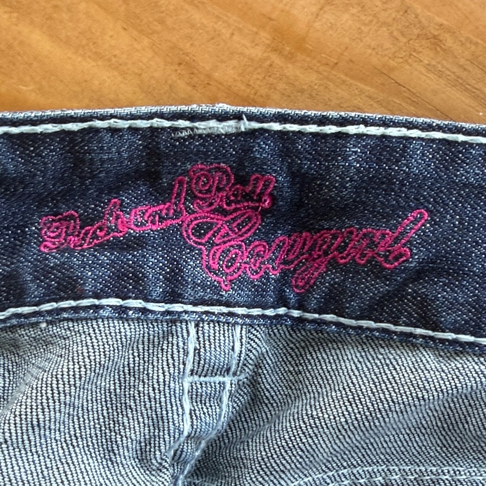 Rock and Roll Cowgirl Low Rise Bootcut Rhinestone denim jeans sz 26 x 36 - Picture 11 of 14